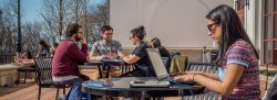 Students on campus outside of the CELS building