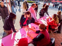 open house student taking montclair state university paperwork