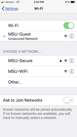 Wifi settings on cell phone