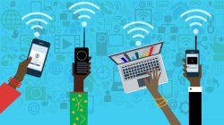clip art of people using disparate devices on wifi