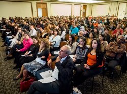 Photo of the crowd for Jhumpa Lahiri's visit to campus.