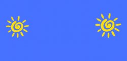 swirly suns on blue background