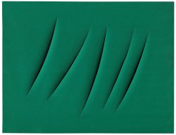 Green fabric with slashes in it