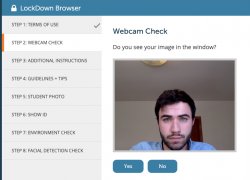 The Respondus Monitor startup sequence for students taking an exam