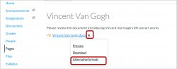 Accessing Ally's alternative formats from a file embedded on a Canvas page