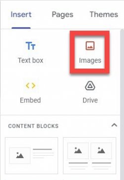 Google sites insert image graphic