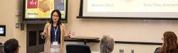 Photo of Dr. Jinxia He presenting to a faculty audience.