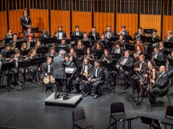 Wide view of orchestra