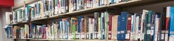Many books on shelf