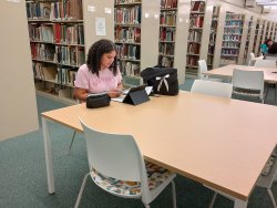 student studying at desk