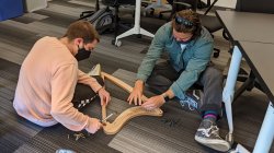 Students work on their project for the course.