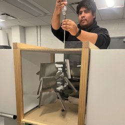MS student Kevin Vargas conducting a turbine experiement