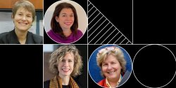 black background with images of panel speakers in circles and squares
