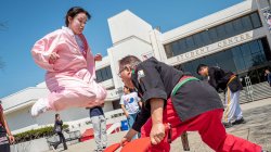 Students take part in a Taekwondo workshop at the University’s Korean Day festival.