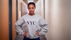 Alisa Hannah, a junior studying Family Science and Human Development, who has remained on campus as a resident adviser and service assistant.
