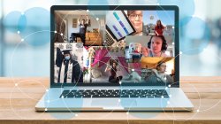 Student Connections collage on laptop