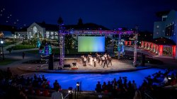 Photo of a theater production at night