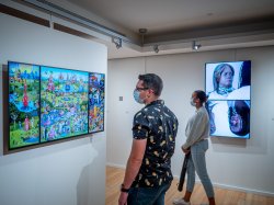 Visitors at the Segal Gallery on opening night