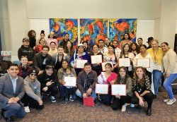 Students in Spanish Language Coordinator Antonella Calarota-Ninman’s Spanish for Heritage Learners visited with members of Indigenous groups from Latin American countries this spring.