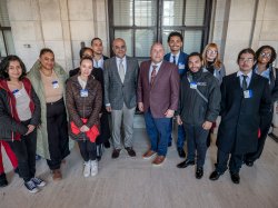 Montclair State University and Bloomfield College students talk with elected officials at the New Jersey State Capitol.