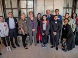 Montclair State University and Bloomfield College faculty and students with New Jersey elected officials at the State Capitol.