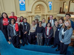 Montclair State University students at the State Capitol building in Trenton, New Jersey