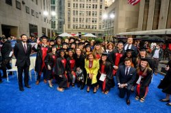 Nursing graduates, faculty and President Koppell with the hosts of the Today Show.