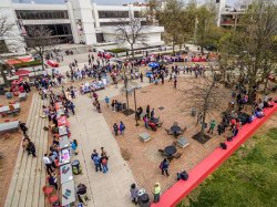 Students attending an event in the Student Center Quad.
