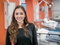 Student in Montclair State's School of Nursing simulation lab