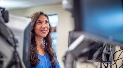 Graduate student studying online