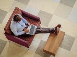 Graduate student working on laptop