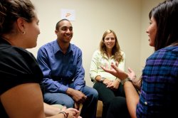 Photo of students smiling during counseling sessions