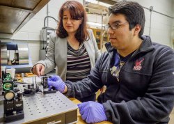 professor and student performing research