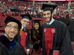 Physics department chair with graduates