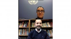 stacked images. images are screenshots from a zoom conversation with Carolina Azevedo (top) and Alfredo Toro Carnevali (bottom)