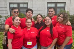 group of pre-college attendees in matching Montclair t-shirts