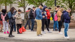 Photo of students on phones