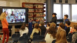 students talk with team in Panama to learn about rainforests