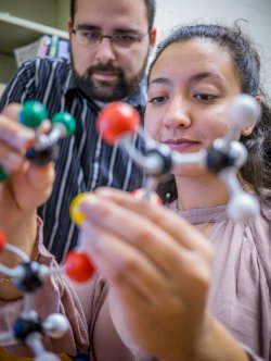 male and female students in a computational chemistry lab class.