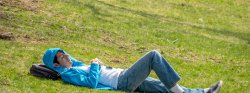 Student on lawn