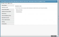 Self Service Banner search results class details for integrated core screenshot with bookstore links