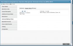 Self Service Banner search results class details for integrated core screenshot with meeting times