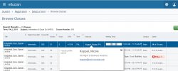 Self Service Banner browse class search results with instructor information screenshot