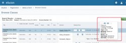 Self Service Banner browse class search results with meeting times screenshot