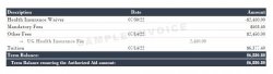 Student Account Activity Sample