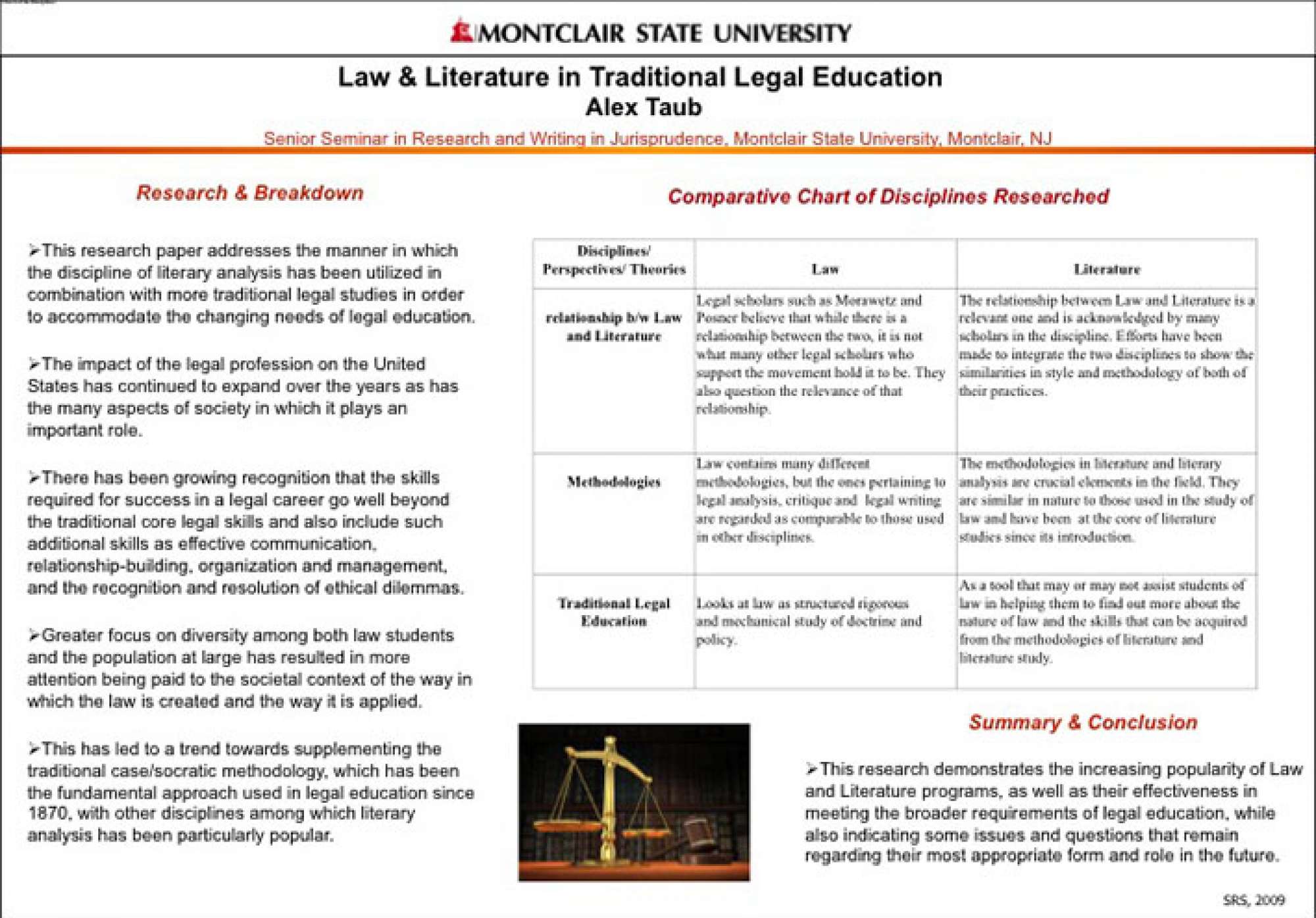 Poster of abstracted titled "Law & Literature in Traditional Legal Education"