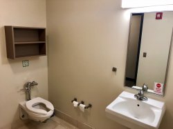 The bathroom on a floor in Sinatra Hall.