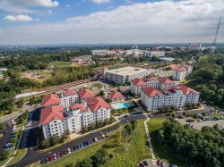 aerial shot of campus