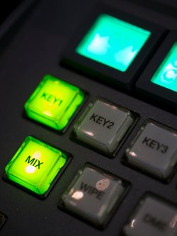 Close up photo of buttons on live video effects board