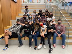 WMSC Students Posing on Steps in an Academic Building